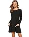 Romwe Women's Long Sleeve Pockets Casual Swing Loose T-Shirt Dress Grey S