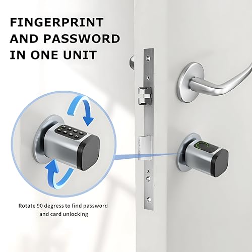 Smart Door Lock Keyless Entry 5 in 1 with Fingerprint, Keypad Lock, IC Card, and Mobile App Control, Remote Access via Gateway, Adjustable Cylinder, for Homes,Offices, & Vacation Rentals