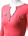 Doublju Womens Long Sleeve Fitted Deep V-Neck Henley T-Shirt