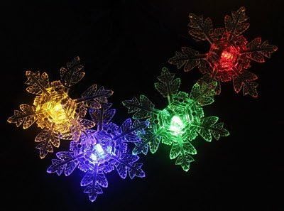 Ezidy 20LED Snowflake Solar powered Outdoor Indoor Curtain String Strip Light for Holiday Christmas Tree Wedding Party Decoration (Snow)