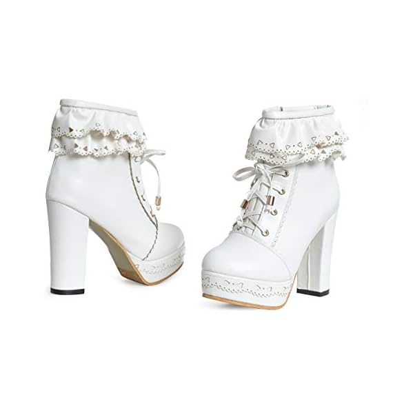 Susanny-Womens-Office-Party-Sweet-Lolita-Platform-Chunky-High-Heel-PU-Lace-up-White-Ankle-Boots-9-B-M-US