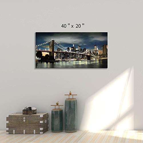 Brooklyn Bridge Canvas Wall Art Skylines Reflections in New York