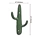 Comfify Set of 3 Hooks Cast Iron Cactus Double Wall Mounted Hooks/Hangers - Decorative Wall Mounted Hooks for Coats, Bags, Towels and More - w/Screws and Anchors Included - Rustic Green