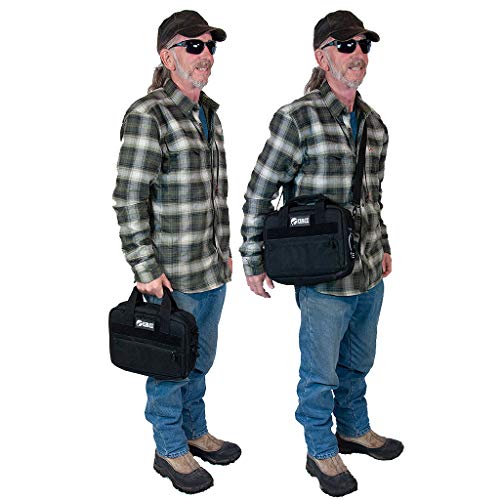Pistol Case Range Bag for Handguns by FirstChoice; 2-4 Gun Padded Tactical Handgun Soft Case, Lockable Zippers w/Padlock, 3 Mini-Holsters, 8 Mag Slots, 4 Pockets, Range Mat (Black Kryptek Camo)