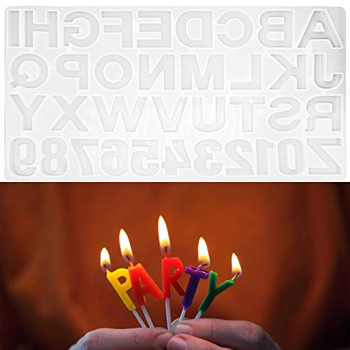 Resin Casting Alphabet Mold Letter Number Silicone Molds for Epoxy Resin Crafts Resin Keychains, Crayons, Soap, Clay Crafts,DIY Sugar Cake Craft Casting Molds Set Kit (Transparent)