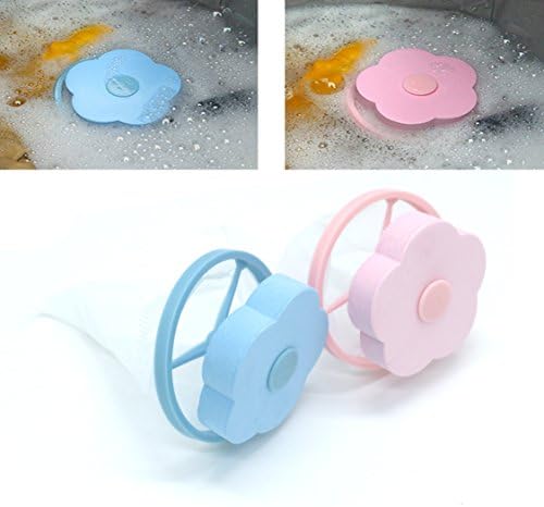 WEFOO 2Pcs Flower-Type Washing Machine Floating Lint Mesh Bag,Blue & Pink