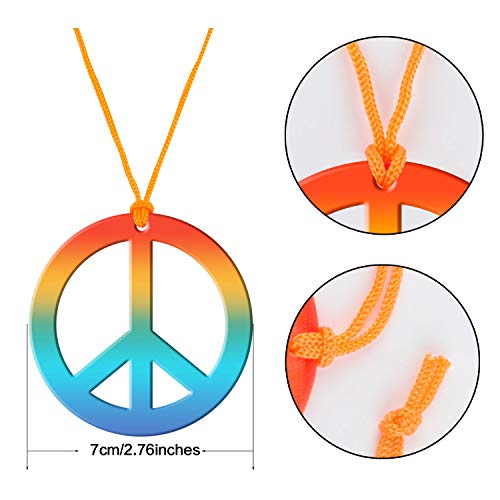 Sunshane Hippie Costume Accessory Set Includes 1 Pair of Hippie Sunglasses, 1 Piece Rainbow Peace Sign Necklace and 1 Piece Flower Crown Headband