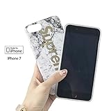 iPhone 7 & 8 - 4.7” - Protective Durable Slim Fit TPU Case / Cover / Bumper / Skin / Cushion - Street Fashion x White Marble Gold [WHITE GOLD]