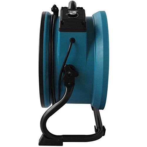 XPOWER X-34AR Variable Speed Sealed Motor Industrial Axial Air Mover, Blower, Fan with Built-in Power Outlets, Blue, 14