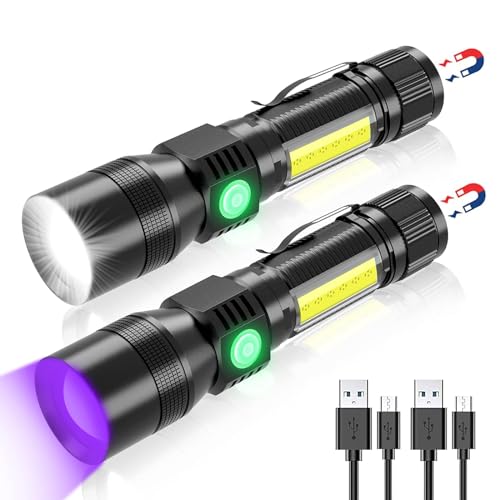 TERRIFI Scorpion Flashlight with Magnet - 3-in-1 Tactical UV 395nm Blacklight, Redlight, and Side Work Light, 1200 Lumen, Zoomable, 7 Modes, IPX6 Waterproof LED Torch, Ideal for Camping