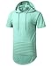 URBANCREWS Mens Hipster Hip Hop Short Sleeve Hoodie w/Zippers Turq, L