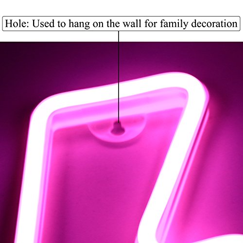 XIYUNTE Lightning Bolt Neon Light Pink Signs Wall Decor, LED Night Lights Room Decor Battery or USB Powered Neon Light Signs Light up Lightning Lamps for Kids Room,Christmas,Bar,Festive Party