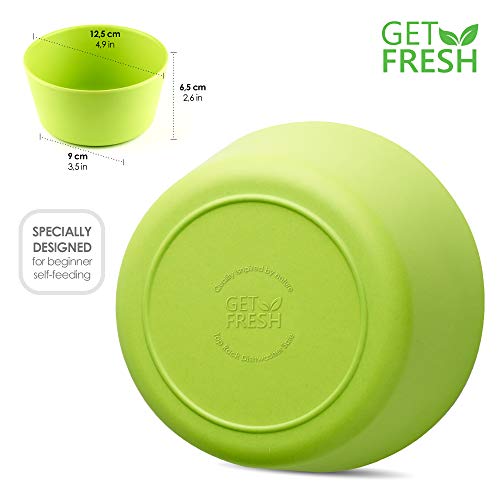GET FRESH Bamboo Kids Snack Bowls, Set of 4 kids Bamboo Dinnerware for