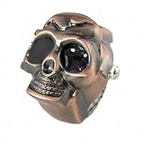 Youyoupifa Cool Design Skull Case Flip Quartz Ring Watch (Red Copper)