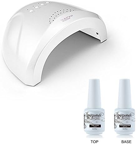 Doffx Professional SUNone 48W LED UV Nail Dryer White Light Nail Lamp Fast Cure with 3 Timer Setting Automatic Sensor for Fingernail & Toenail Salon Tool,Free TOP Base Coat