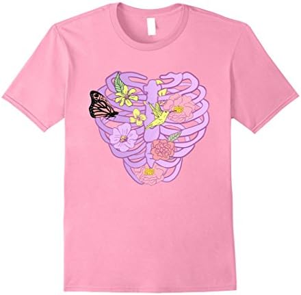 Mens Heart-Shaped Ribcage Pastel Goth Kawai Shirt XL Pink