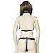 Women's Sexy Body Harness Leather and Metal Chain Cupless Bra Vest and G-String Bikini Costume Black