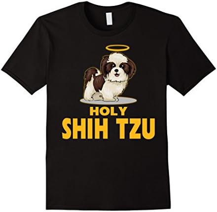 Mens Holy Shih Tzu T Shirt Funny Dog Shitzu Shirts Gift XL Black