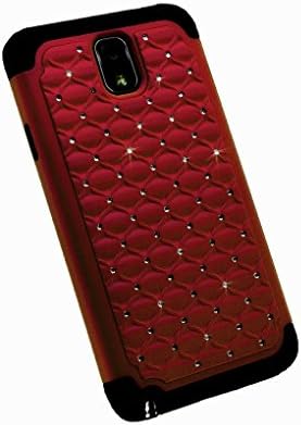 RawX Luxurious Sparkly Studded Bling Diamond Hybrid Case Cover For Galaxy Note 3 III - Red