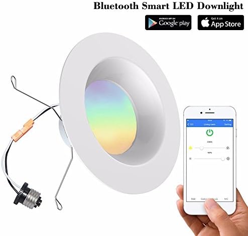Smart Life Smart Downlight, iLintek Bluetooth Smart Multicolor Full Function LED Downlight 6Inch 13W Round Household Recessed Lighting App Controlled Festival lighting- No Hub Required