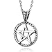 INBLUE Men's Stainless Steel Pendant Necklace Silver Tone Pentagram Pentacle Star -With 23 Inch Chain