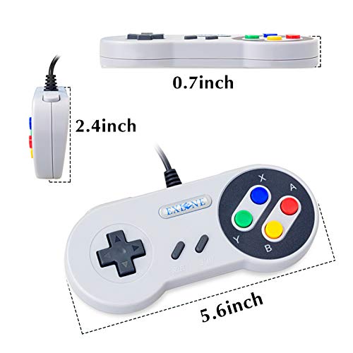 Exlene® Usb Controller Gamepads Joystick 10ft/3m (2pack),Usb Snes Controller Super Snes Classic Controller for PC Windows Ubuntu Raspberry Pi 3 Retropie Sega Genesis (Grey) - Thumbnail 3