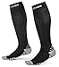 Compression Socks - Firm Knee High Graduated 20-30 mmHg - Foot Ankle Shin and Calf Support Sock - For Running Sports Travel & Recovery - Black or White