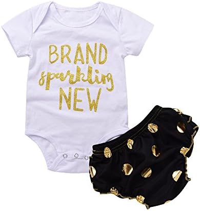 Goldboom Toddler Girls Clothes Print Jersey Bodysuits + PP Pants 2Pcs Outfits Sets