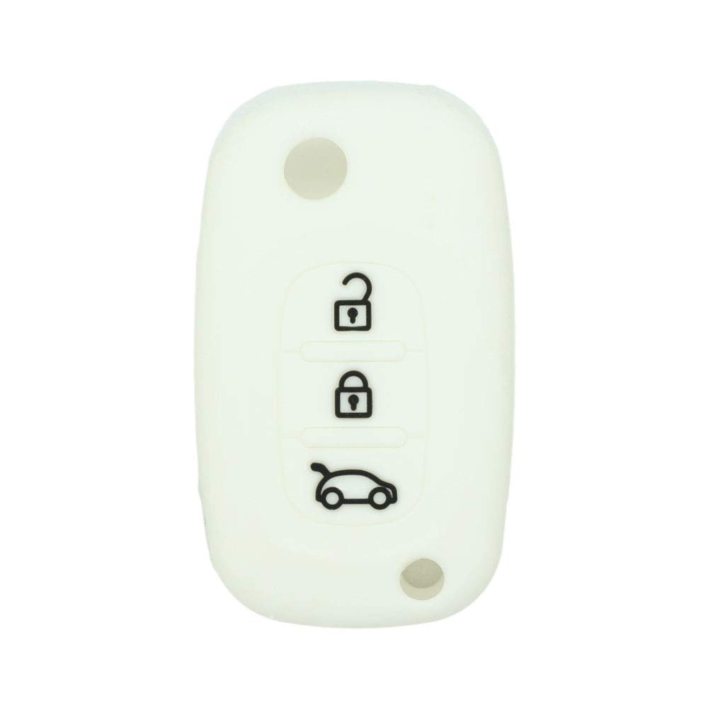 BROVACS Silicone Cover Protector Case Holder Skin Jacket Compatible with MERCEDES BENZ SMART RENAULT 3 Button Flip Remote Key Fob CV4954 White