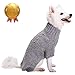 Blueberry Pet NEP Yarn Wool Blend Cable Knit Pullover Turtleneck Dog Sweater in Cadet Grey, Back Length 16
