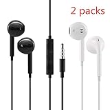 White Plus Black Headphones, 2 Packs, Active Noise canceling Headphones with Microphone, Touch Control Headphones, Wired Earphone Ear soundproof and Comfortable Ear Pads, Headphones iPhone iOS.