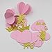 Mybbshower Gold Pink 3D Paper Heart Crown Garland Girl Princess Birthday Party Nursery Room Decor Balloon Tail Pack of 5