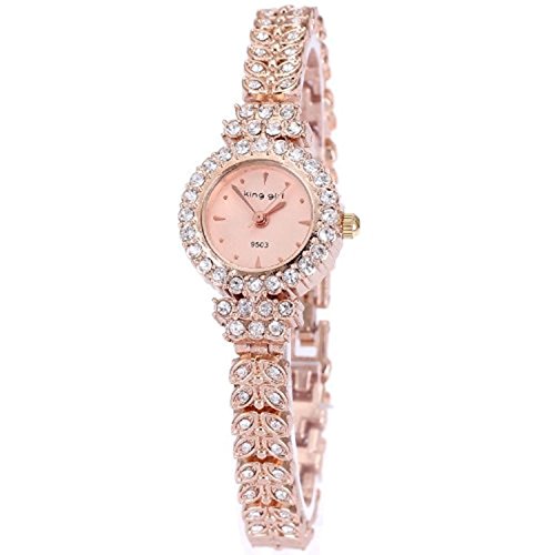 ShoppeWatch Ladies Bracelet Watch Petite Bling Crystals Rose Gold Tone Reloj de Dama King Girl SW9503RSRS