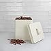 Home Basics Tin Kitchen Food Storage Organization Canister Collection (Large Canister with Cover, Ivory Trellis)