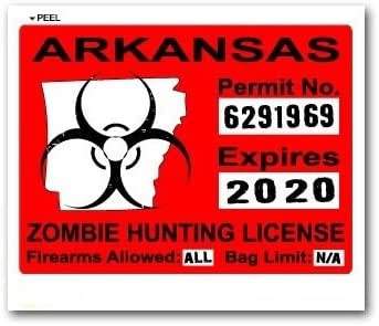 Amazon.com: Arkansas AR Zombie Hunting License Permit Red - Biohazard