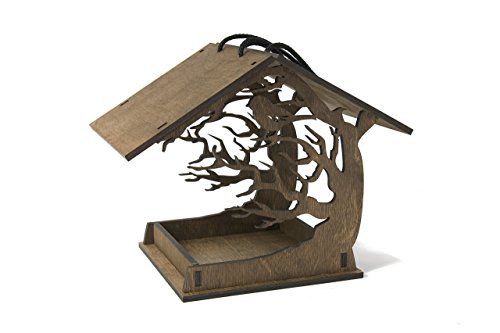Bird Feeder 11.8x9.3x7.9 inches - Hanging Bird Feeder - Love Birds - Birds House - Birdhouses - Wooden Bird Feeder - Garden Decor - Patio Decor - Garden Gift - Thumbnail 2