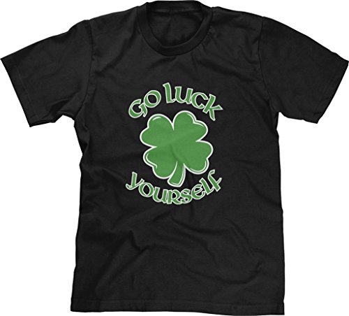 Blittzen Mens Go Luck Yourself - Funny Joke Humor, M, Black