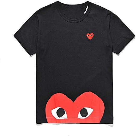 Dlayoo CDG_Play Tide Brand T-Shirt Men/Women Cotton Round Neck Short Sleeve red Heart