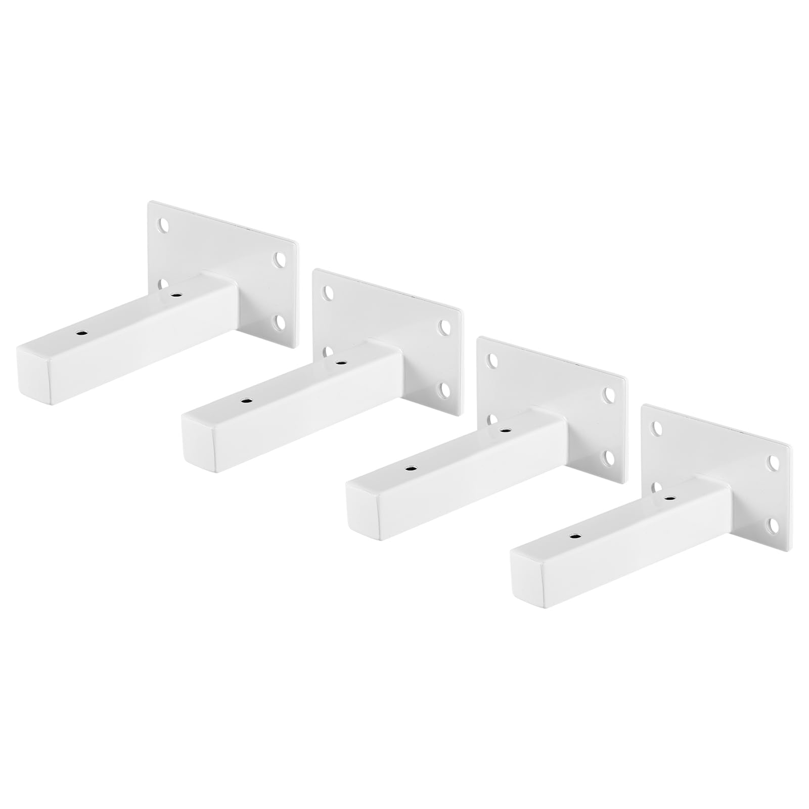 uxcell Floating Shelf Brackets, 4pcs 4"(100mm) Industrial Metal Brackets for Shelves Wall Mounted Shelf Supports, White