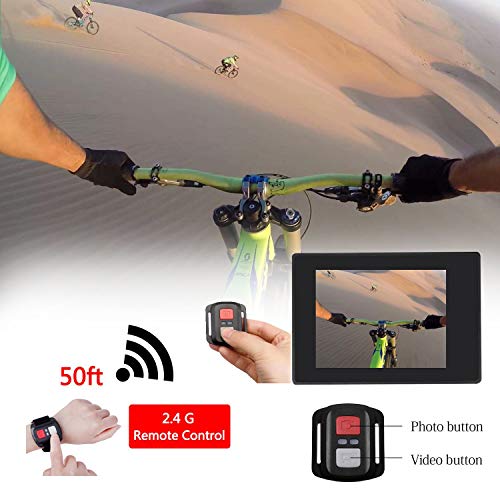 NINE CUBE Action Camera 4k Ultra HD WiFi 20MP, 30M deep Underwater Camera, 170°Wide Angle Sports Cam,2.0’’LCD, 2.4G Remote Control, External Mic,EIS,2Pcs Rechargeable Batteries & Installation Kits