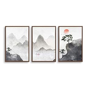 3 Piece Framed Canvas Wall Art Zen Canvas Prints Home Artwork Decoration for Living Room,Bedroom - 16"x24"x3 Panels