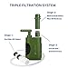SurviMate Portable 0.01micron Water Filter Pump with 3 Filter Stages,2 Replaceable Pre-Filter, Water Purifier Pump with activated carbon filter for Hiking Camping Traveling and Emergency use (Green)