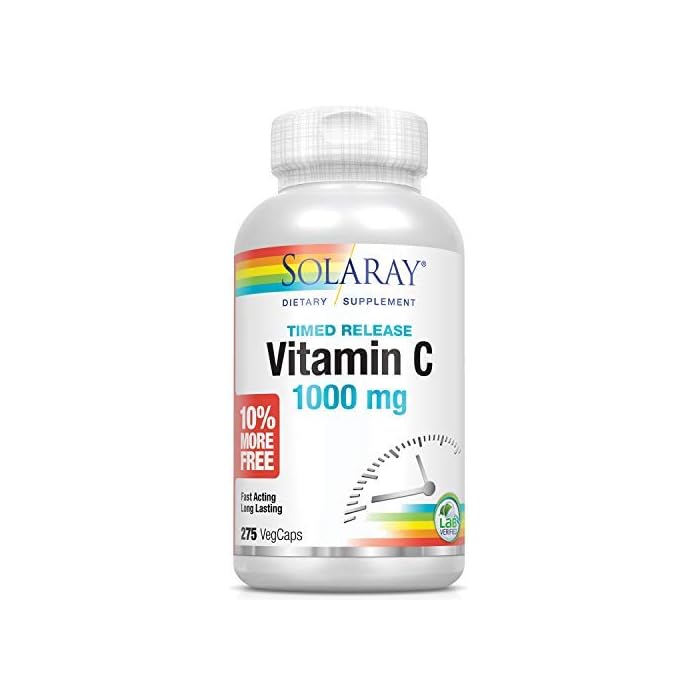 SOLARAY Vitamin C 1000mg Timed Release Capsules with Rose Hips & Acerola Bioflavonoids, Two-Stage for High Absorption…