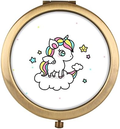 Compact Purse Mirror, Cute Unicorn Pattern Design ravel Mirror, Mini Makeup Mirror Romantic Gifts for Women and Girl(Unicorn1)