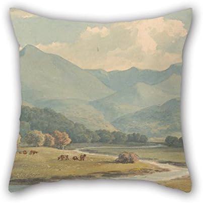 Oil Painting John Warwick Smith - Carnedd Llewelyn And Carnedd David, Carnarvonshire, Seen Across The River Ogwen Cushion Covers 16 X 16 Inches / 40 By 40 Cm Gift Or Decor For Teens Girls Chair Ad