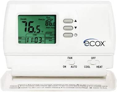 Ecox Single Stage Thermostat, Non-Programmable, Cooling and Heating, 24
