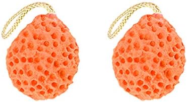 Omenluck 2pcs Bath Sponge Loofah Body Scrubber Shower Pouf Orange 10.3cm