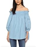 ZANZEA Women's Plus Size Off shoulder 3/4 Sleeve Loose Long Tops Blouse Shirt Azure US 14/ASIAN L