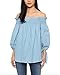 ZANZEA Women's Plus Size Off shoulder 3/4 Sleeve Loose Long Tops Blouse Shirt Azure US 14/ASIAN L