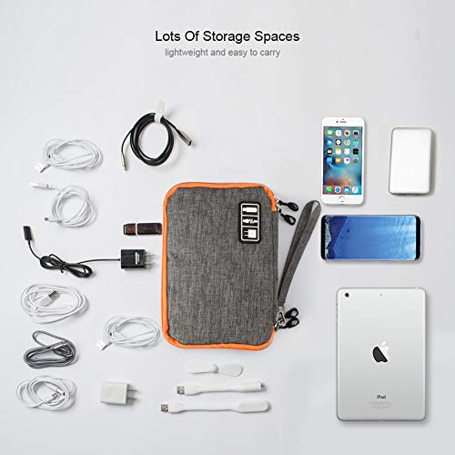 Electronics Accessories Organizer,Double Layer Waterproof Cable Organizer Bag,Multifunction Travel Gadget Bag Storage Cables, USB Flash Drive,iPad Mini and More - Thumbnail 2